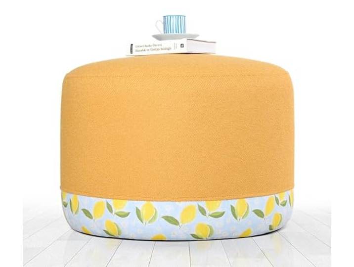 Atelier Del Sofa Stilvoller Pouf, 50% Baumwolle & 50% Leinen, 39 cm hoch, 54 cm Durchmesser 35 DNS Orthopädischer Schwamm, 6 cm dick Perfekt für Komfort und Dekoration