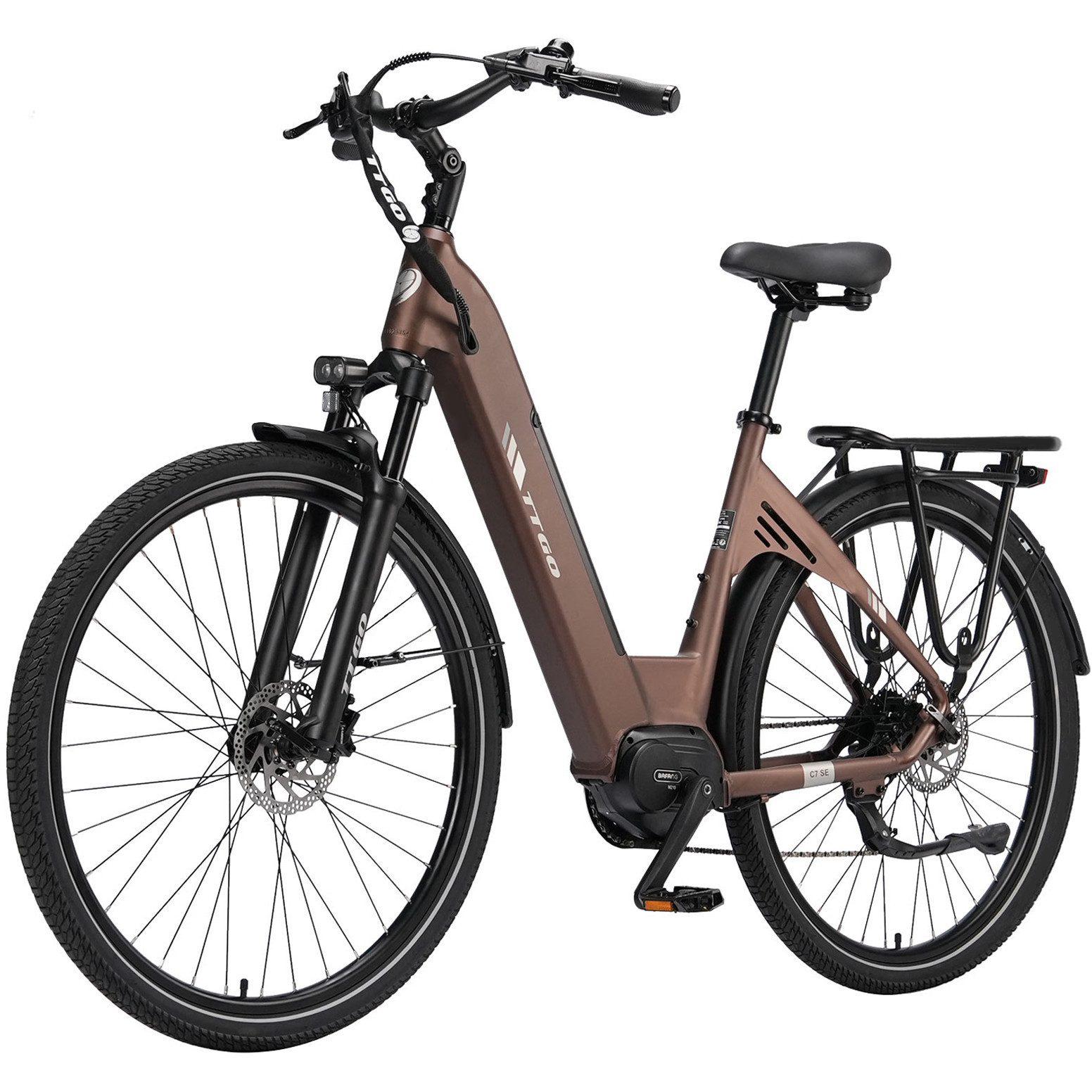 E-Bike Cityrad 28Zoll, 140km, 75Nm Mittelmotor, Lockout-Federgabel, C7 SE, Pedelec 9Gang Shimano, Kettenschaltung, Mittelmotor, 648Wh, Drehmomentsenso