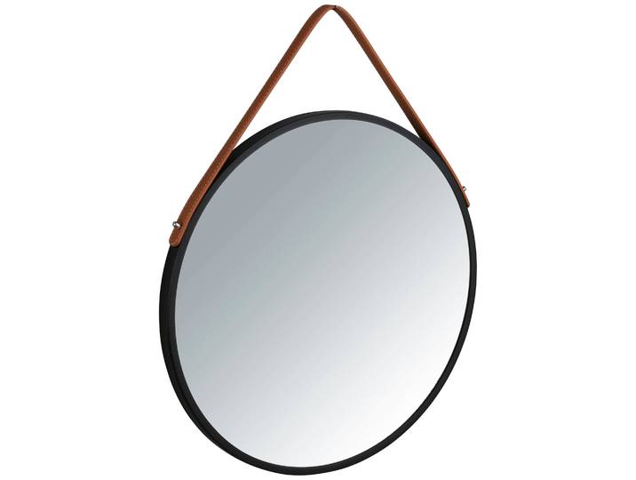 Spiegel WENKO Borrone , schwarz, B:40cm Ø:40cm, Spiegel, Spiegel, Ø: 40 cm
