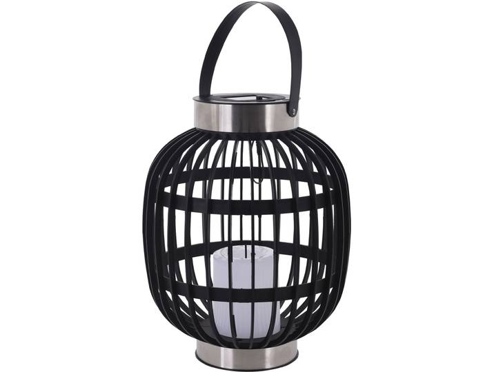 Solar-Gartenampel in Rattan-Optik, inkl. weisser LED Kerze, 23 x 23 x 30 cm