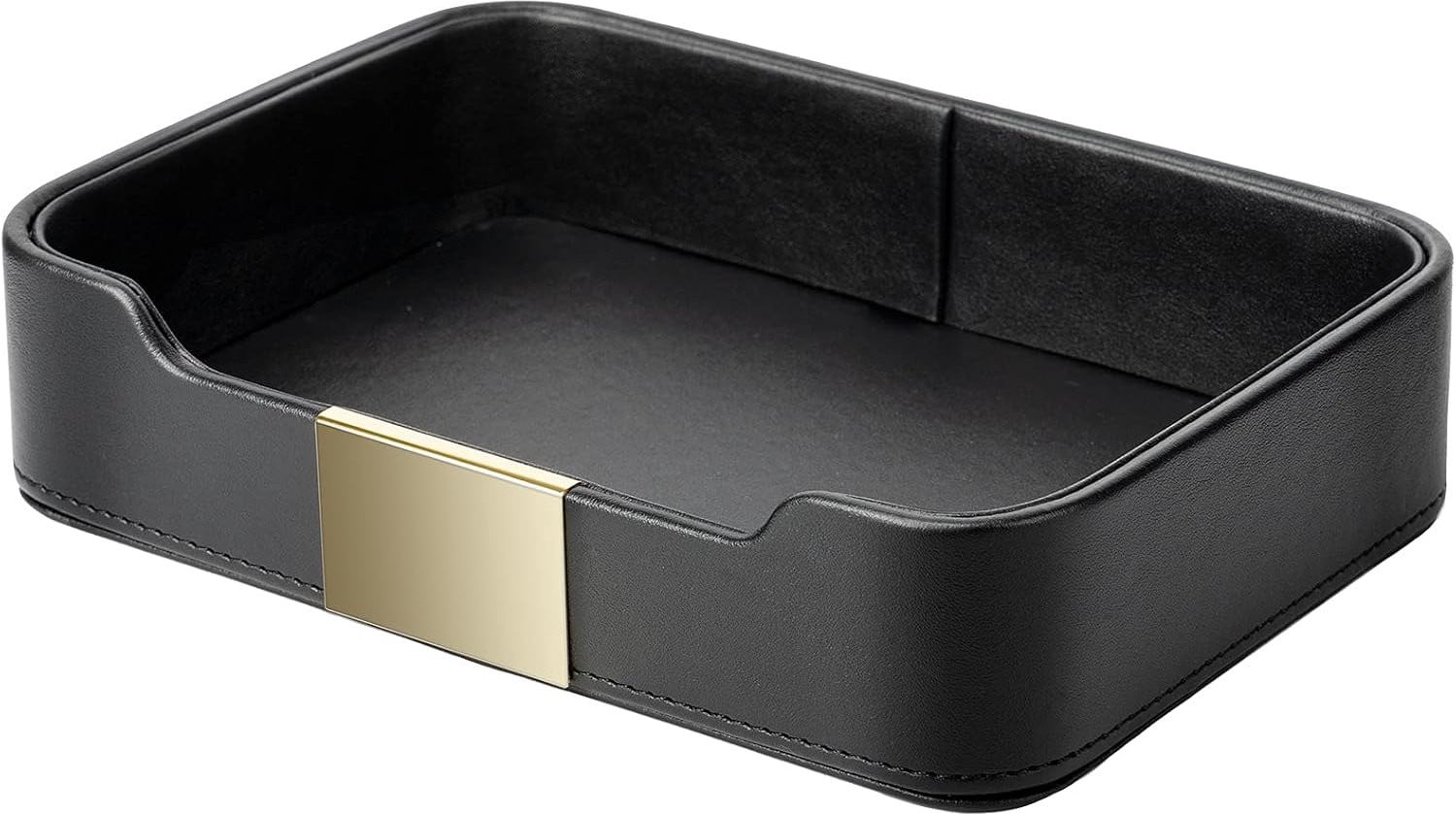 Luxe lederen desktop organizer voor sieraden, horloges en accessoires - Zwart