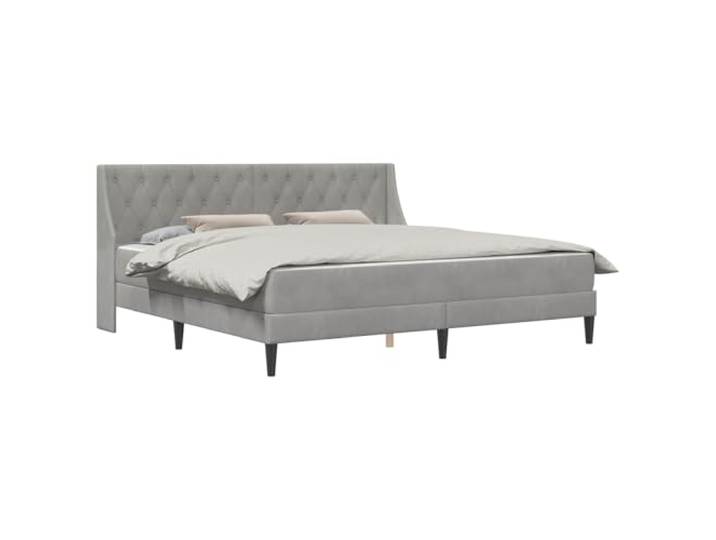 MNCVXAXG Doppelbett hellgrau 200 x 200 cm mit Matratze Fleckenabweisender Samt, feste Latten, Beine aus Kunststoff, Sperrholz, 280 kg