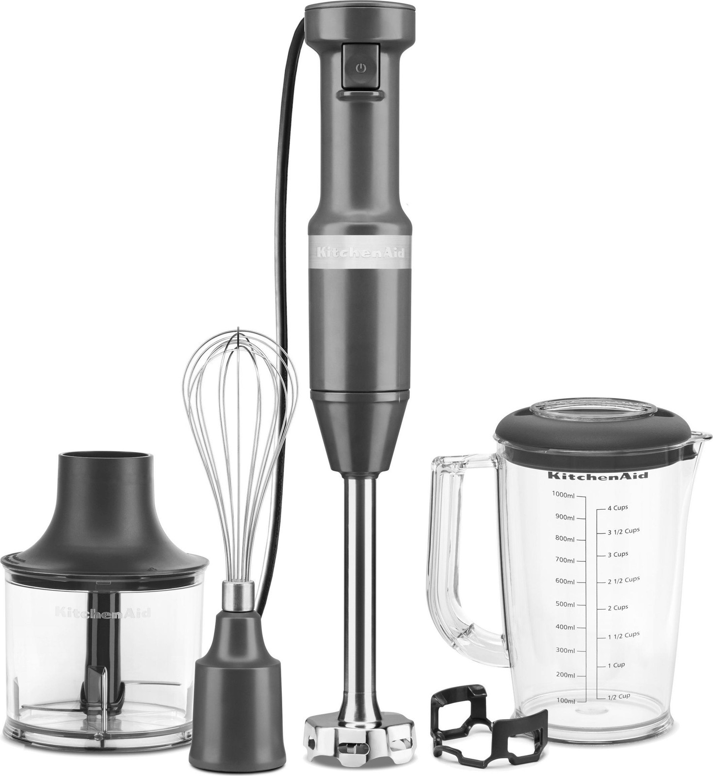 KitchenAid 5KHBV83EDG staafmixer met accessoires, donkergrijs