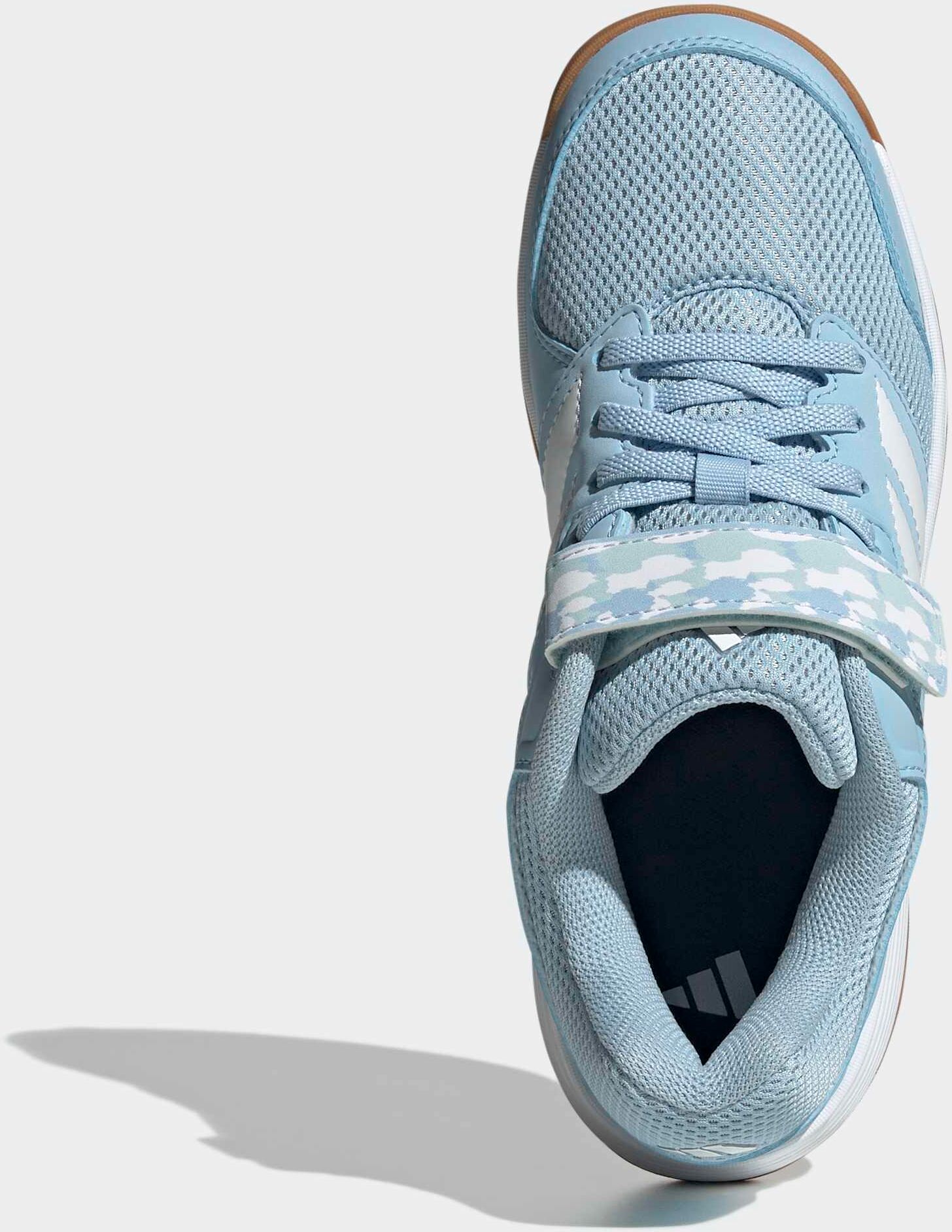 Hallenschuh ADIDAS PERFORMANCE "SPEEDCOURT INDOOR KIDS", Mädchen, Gr. 36, blau (clear sky, ftwr weiß, clear mint), Synthetik, Textil, Schuhe Hallenschuh, geeignet für jeden Hallensport, Indoorschuhe clear sky, ftwr weiß, clear mint 36