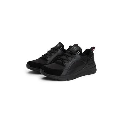 Sneaker TOMMY HILFIGER "MODERN COMFORT RUN OUTDOOR", Herren, Gr. 45, Textil, schwarz, Leder, Synthetik, Schuhe Sneaker, Freizeitschuh, Schnürschuh im coolen Materialmix