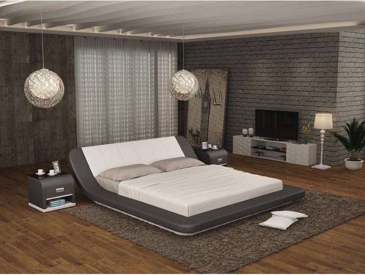 Xlmoebel, Wasserbett Luxuriöses Lederbett mit Wasserbett-Funktion und USB-Anschluss, (Wasserbett LB8826), Hergestellt in Europa