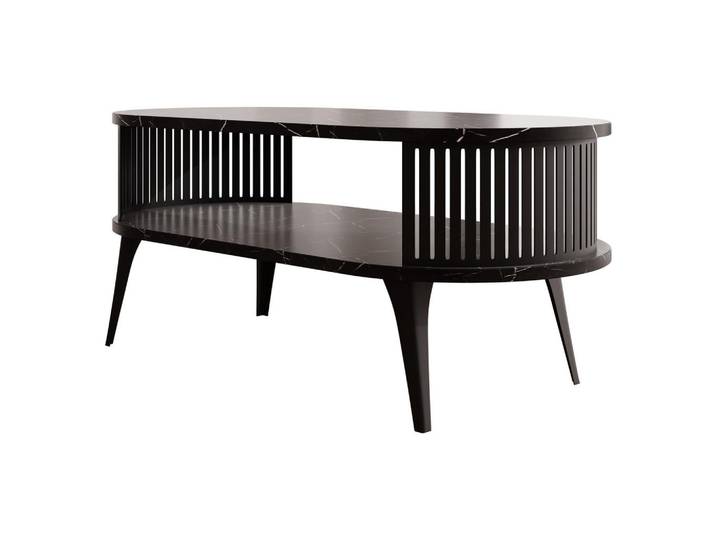 Mirjan24 Couchtisch Roenni Oval, Schwarz, Mehrfarbig, Metall, Oval,Oval, 50x44x100 cm, Wohnzimmer, Wohnzimmertische, Couchtische