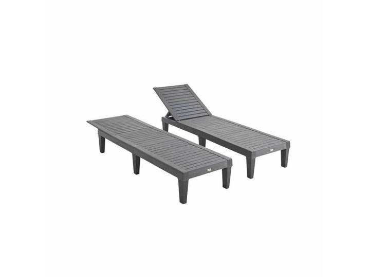 Lot de 2 bains de soleil. PIA. transats multi positions. en plastique. noir