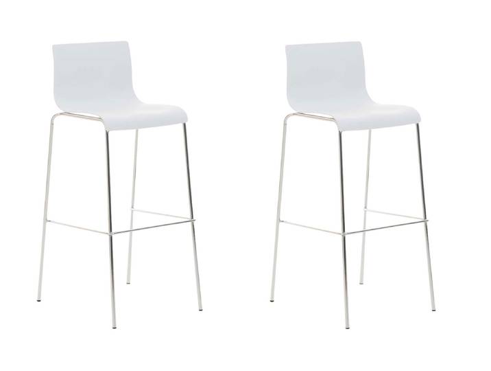 TPFLiving 2er Set Barhocker Hope 4-Fuß Gestell Metall in Chromoptik Kunststoff - Weiß