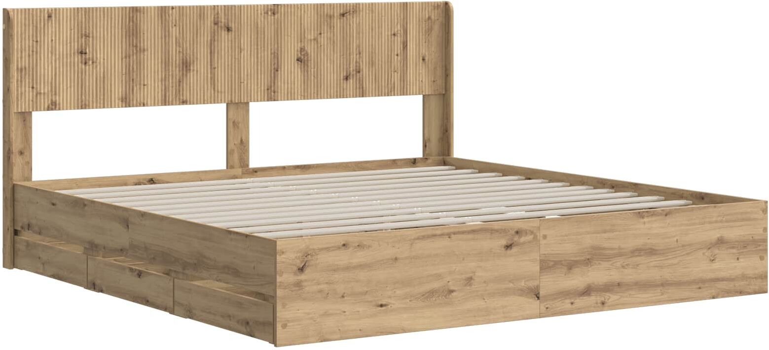 vidaXL Cadre de lit avec rangement et tête de lit Artisan Oak