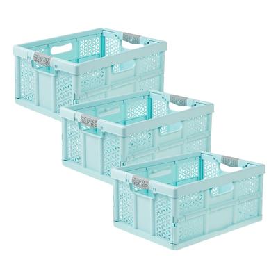 Klappbox KEEEPER "lea, 3er Set", aquamarine, B:35cm H:48,5cm T:14cm, Kunststoff, Einkaufskörbe, Profi-Klappbox mit Softgriffen