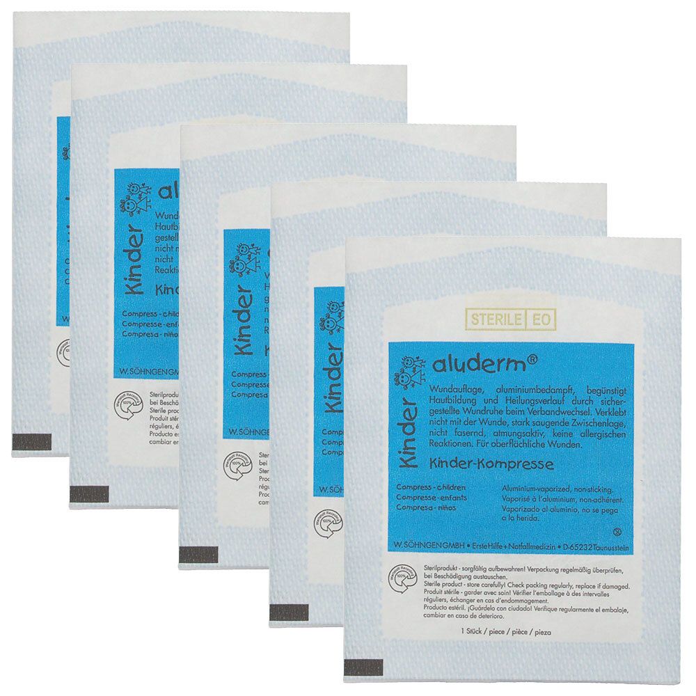 5x Aluderm Kinder Kompressen 4x6 cm 5x1 St