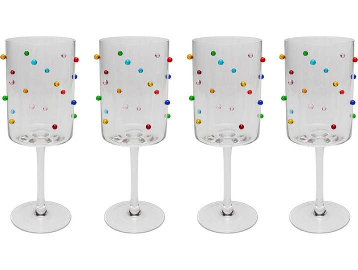 Glas KARE DESIGN Party Dots , bunt (mehrfarbig), B:8,2cm H:23,3cm, Glas, Trinkgefässe, Glas, Cocktail-, Wasser- oder Weinglas