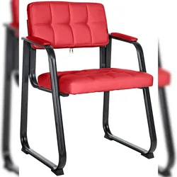 DELUKE Besucherstuhl LONDON - Kunstleder Rot 59x58x84 cm | Besucherstühle Konferenzstuhl Wartezimmerstuhl Bürostühle Bürostuhl Konferenzraum Wartezimmer