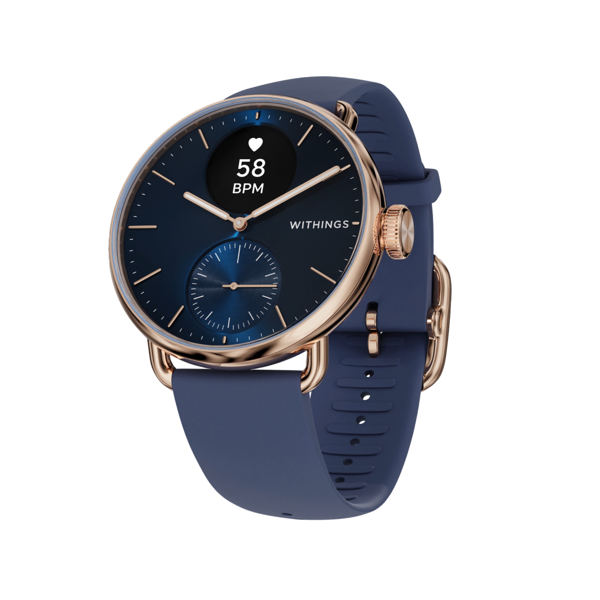Withings ScanWatch 2 38mm Rose Gold Blue EKG, Blutsauerstoffgehalt, Schlafüberwachung