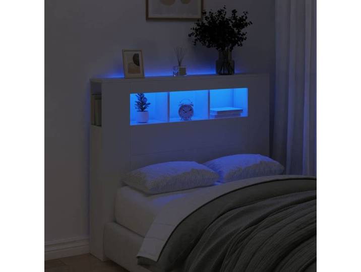 Tête de lit à LED blanc 120x18 5x103 5 cm bois d'ingénierie poids:21.2 kg 20527