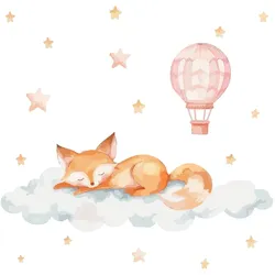 WANDAUFKLEBER 80x125cm - Ein Fuchs auf einer Wolke