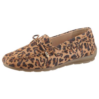 Mokassin ARA "ALABAMA", Damen, Gr. 4 (37), Leder, braun (leo), Veloursleder, Schuhe Mokassin, Loafer, Mokassin, Flats in Bequemweite G (= weit)