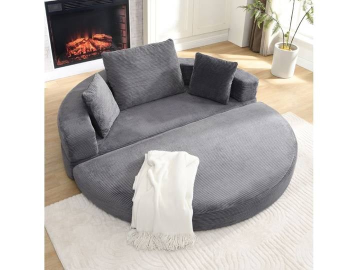 ELVORIN Boneless canapé lit modulable 173 x 176 cm velours côtelé gris 3 coussins sans montage