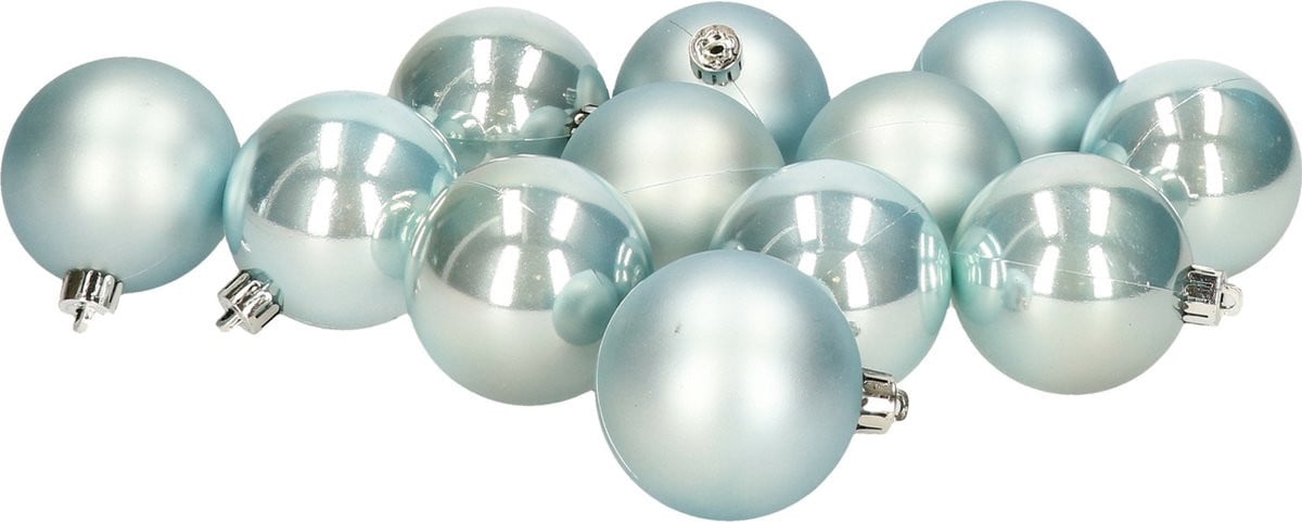 Kerstballen babyblauw - 12 stuks - kunststof - 6 cm
