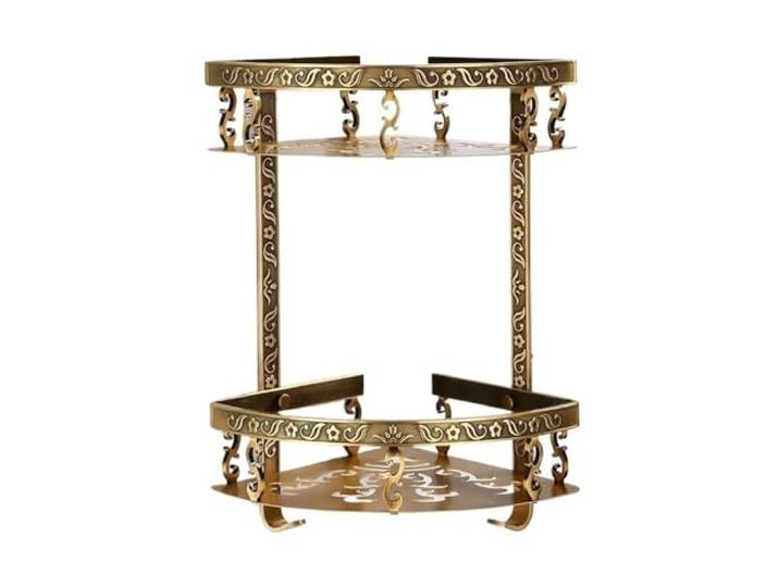 RUNZE765Z Lagerregal Eckduschregal mit 2 Etagen zur Wandmontage und Haken