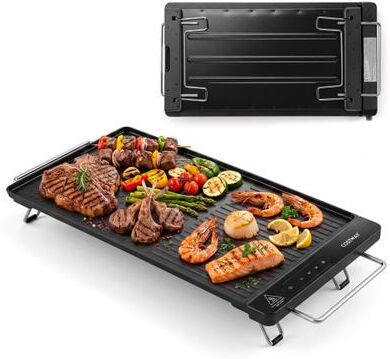 Costway 1300W Indoor Electric Grill with Removable Touch Panel-Black