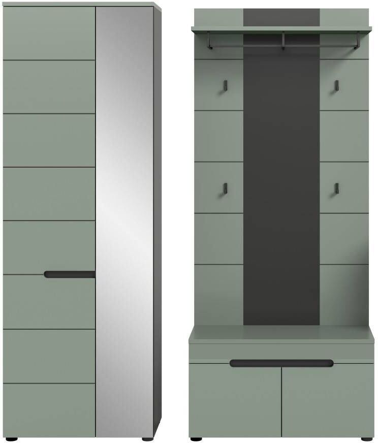 Pharao24.de Garderobenkombination Dielenset Integriertes Griffsystem Wandmontiert