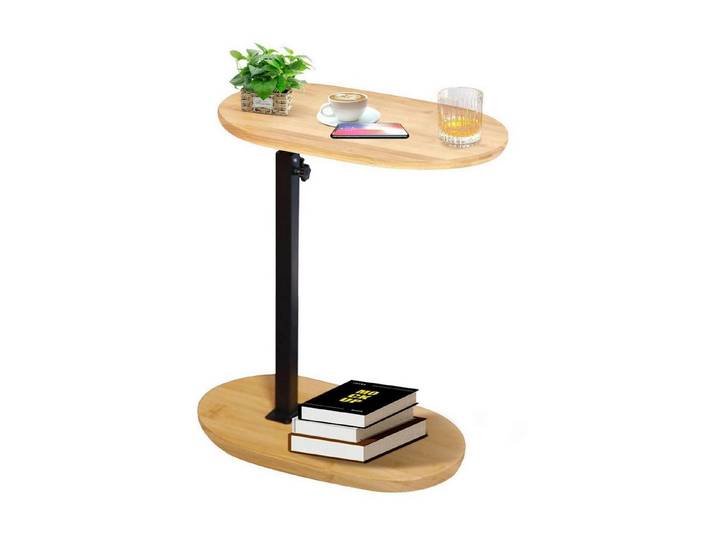 LuxusKollektion Beistelltisch Beistelltisch C-Form höhenverstellbar Bambus/Metall (1-St)