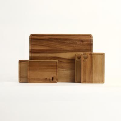 Sango Atelier Acacia Wood Wine Appetizer Plate Set with Serving Tray - 5-Piece Charcuterie & Cheese Board for Entertaining