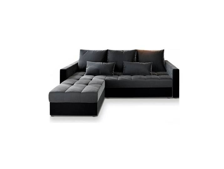 ECKSOFA KOS PIK Grau Plüsch-Stoff mit Schlaffunktion