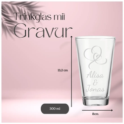 Trinkglas CIAO 300 ml Herzen geschwungen 6 Stück