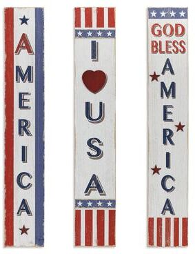 Gerson International 47.2 Inch Tall Wood Americana Decor Set of 3