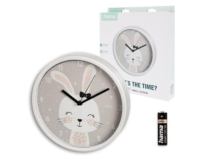 Hama Kinder-Wanduhr Maui, ohne Ticken, für Kinderzimmer, analog, Ø 25 cm