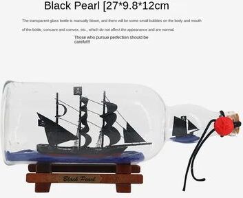 Inspire Select Black Pearl Ship In A Bottle Pirate Glass Ornament Nautical Decor For Home & Office black Pearl 10.6 In