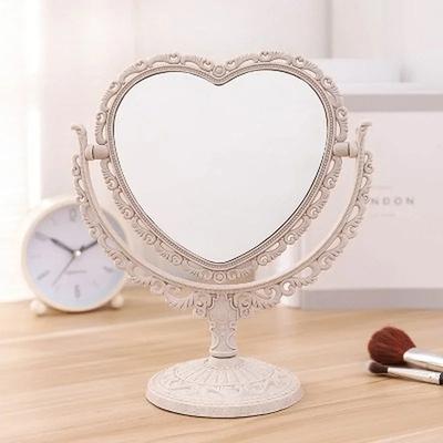 Fusion Finds Heart Makeup Mirror Double Sided Vanity Mirror Portable Desktop Makeup Mirror With Magnifying Side beige