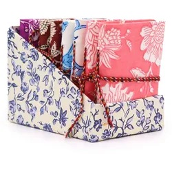 4x Floral Print Cotton Bound Notebooks 7x10cm - Assorted