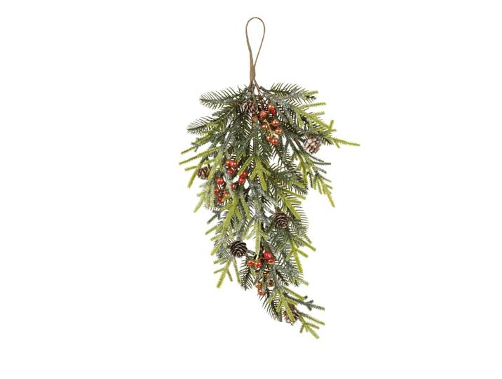 Künstlicher Weihnachtszweig, rot, grün und dunkelbraun