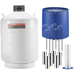 VEVOR Flüssigstickstofftank, 30 l Flüssigstickstoffbehälter aus Aluminiumlegierung, LN2-Tank-Dewar mit 6 Kanistern und Tragetasche mit Riemen, Kryogener Tank für die Schönheitsindustrie, Samenkonservierung, wissenschaftlich