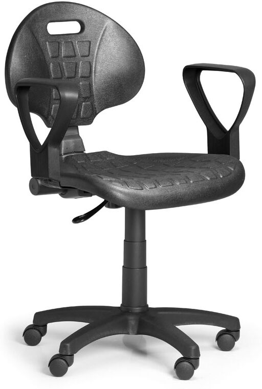 Euroseat Arbeitsstuhl aus PU-Schaum mit Armlehnen, Dauerkontakt-Rückenlehne, für harte Böden