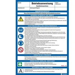 König Werbeanlagen Dreifke® Maschinenbetriebsanweisung Handbohrmaschinen, Kunststoff, 210x297mm, ASR A1.3, DIN EN ISO 7010