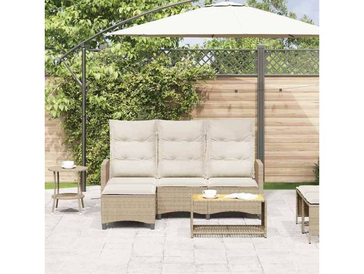 Beige Siège de jardin - Canapé de jardin - inclinable coussins - forme de L beige polyrotin C3858