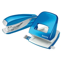 LEITZ Locher und Heftgeräte Set blau-metallic