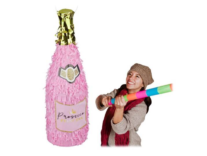 Relaxdays 4 x Pinata Sektflasche