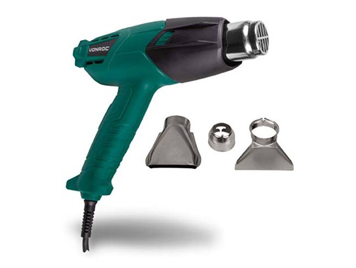 VONROC Heteluchtpistool – Verfafbrander – 2000W – 3 temperatuurstanden – Incl. Accessoires & tas