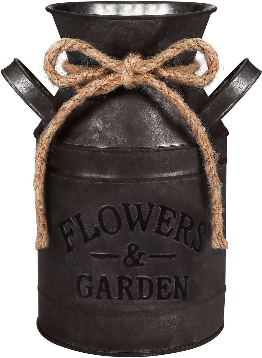 Zeynomax Rustieke Metalen Bloemvaas - Vintage Chique Decoratieve Kan - 11,3 x 19 cm