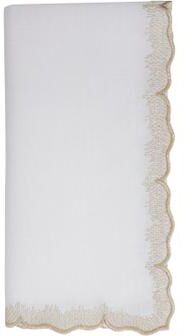 Saro Lifestyle Scalloped Edge Cloth Napkins (Set of 4) - Embroidered Dinner Napkins for Formal Dining & Entertaining