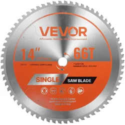VEVOR Kreissägeblatt (355 mm φ & 66 scharfe Zähne & 2,4 mm Dicke) ideal für Metallschneiden, kompatibel mit Kreissäge, Sägeblatt aus legiertem Stahl mit geräuschreduzierenden Wärmeabzügen