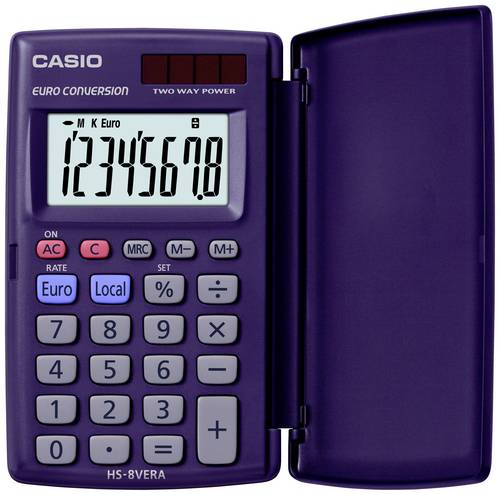 Casio HS-8VERA Taschenrechner Dunkelblau Display (Stellen): 8 solarbetrieben, batteriebetrieben (B x H x T) 62.5 x 10 x 104 mm