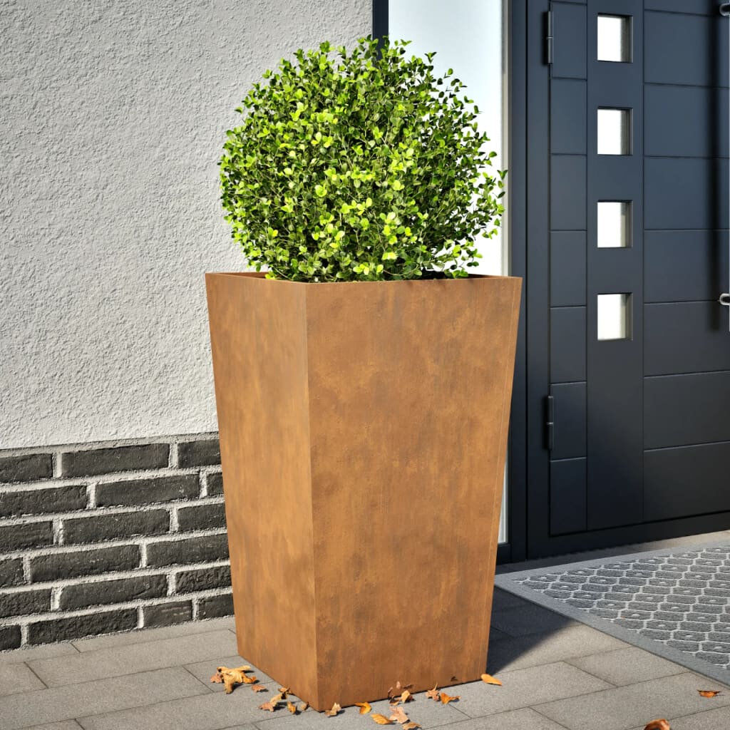 Latitude Run Asua Outdoor Planter Box Corten Steel 75cm H x 45cm W x 45cm D
