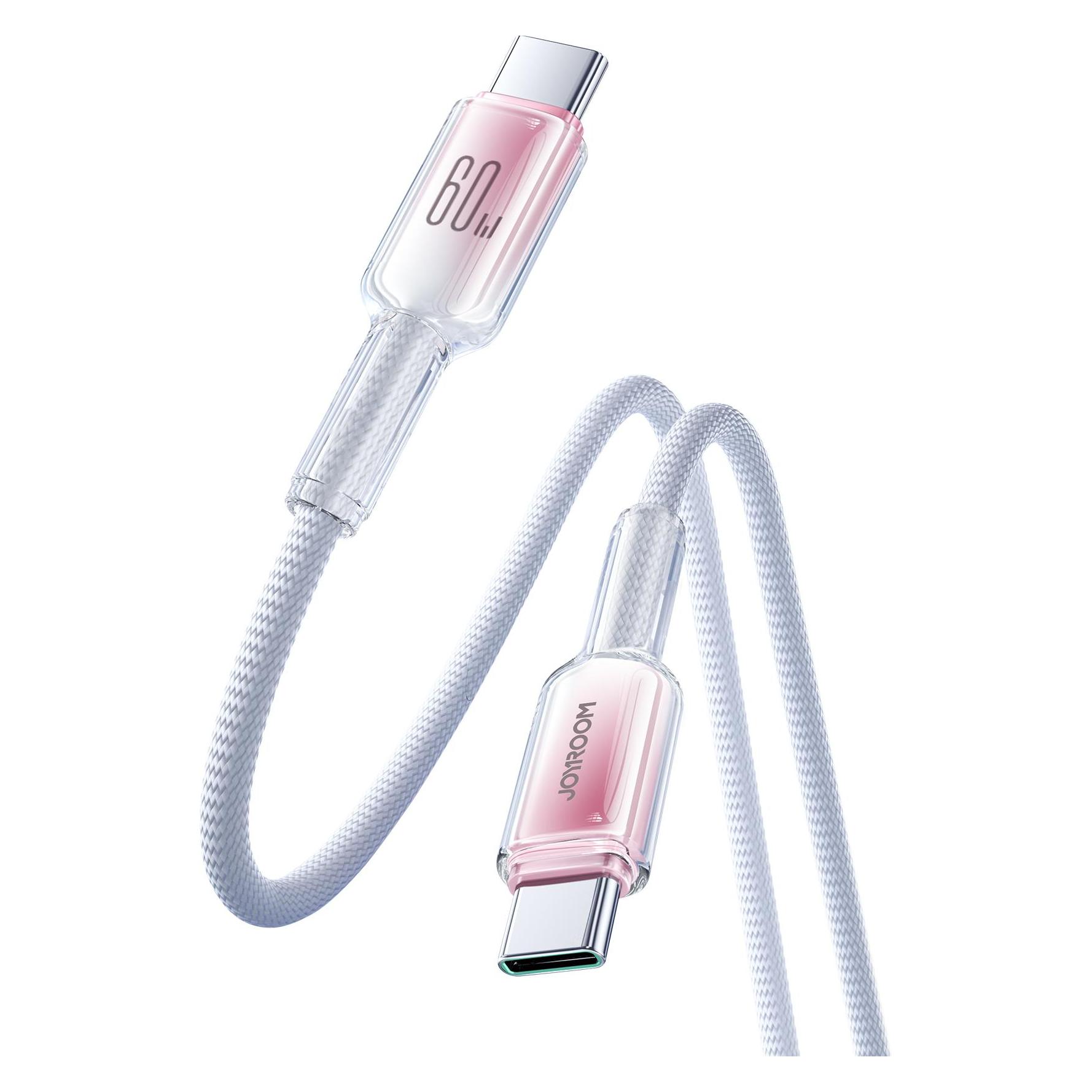 Joyroom S-A42 Crystal Clear Series Fast Charging Data Cable Type-C to Type-C 60W 1.2m White (1.20 m, USB 2.0, 60 W) (S-A42)